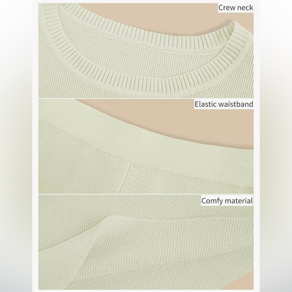 2 Piece Outfit Oversized Knitted Top and Wide Leg Pants Loungewear Sweater Set - Picture 5 of 10